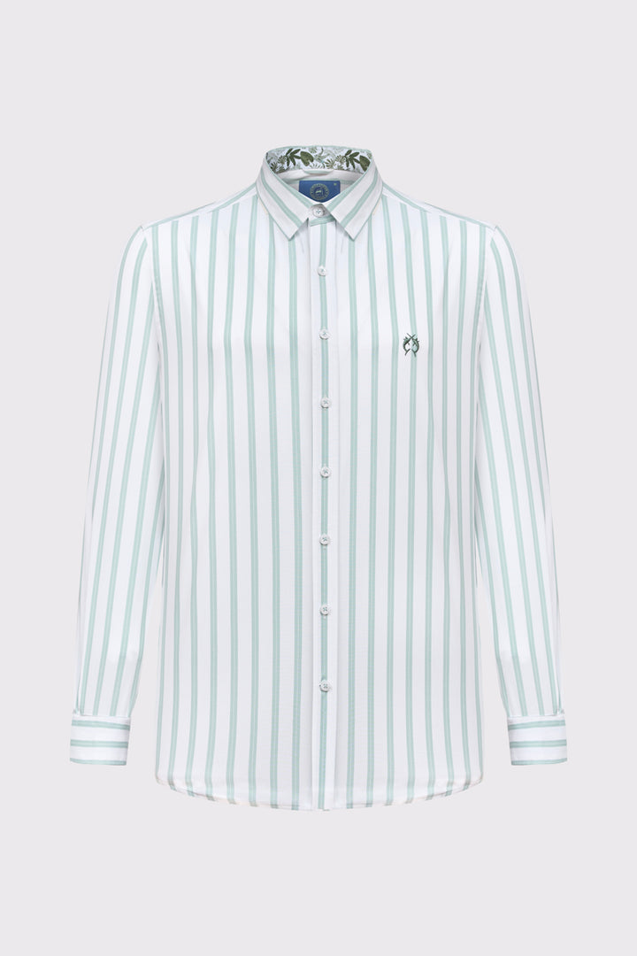 Męska koszula Campione w pionowe zielone pasy Modern Fit