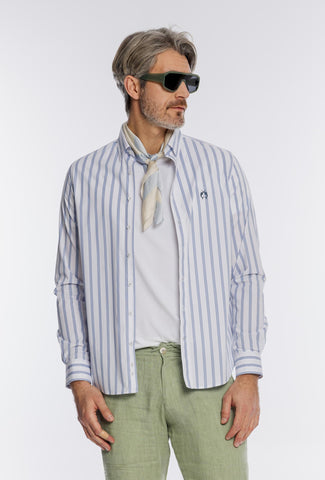 Męska bawełniana koszula Campione w niebieskie pasy Modern Fit