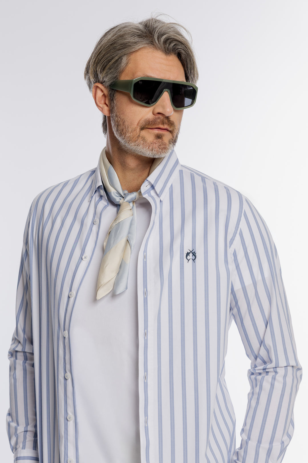 Męska bawełniana koszula Campione w niebieskie pasy Modern Fit