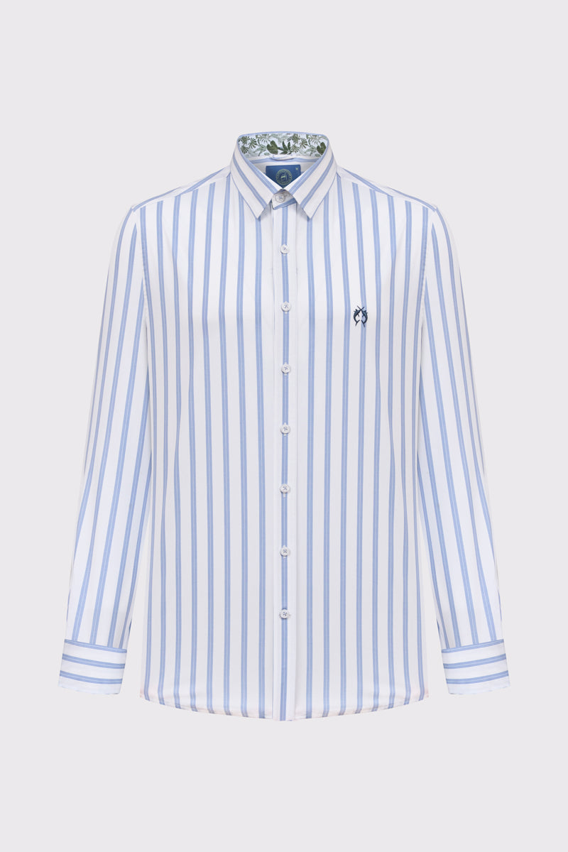 Męska bawełniana koszula Campione w niebieskie pasy Modern Fit