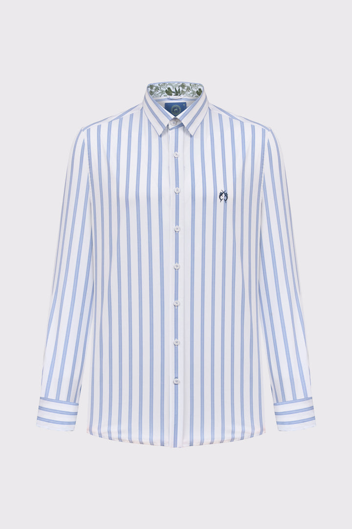 Męska bawełniana koszula Campione w niebieskie pasy Modern Fit