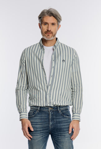 Męska bawełniana koszula Campione w geometryczne pasy Modern Fit