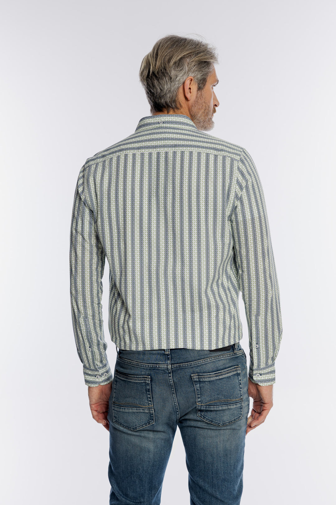 Męska bawełniana koszula Campione w geometryczne pasy Modern Fit