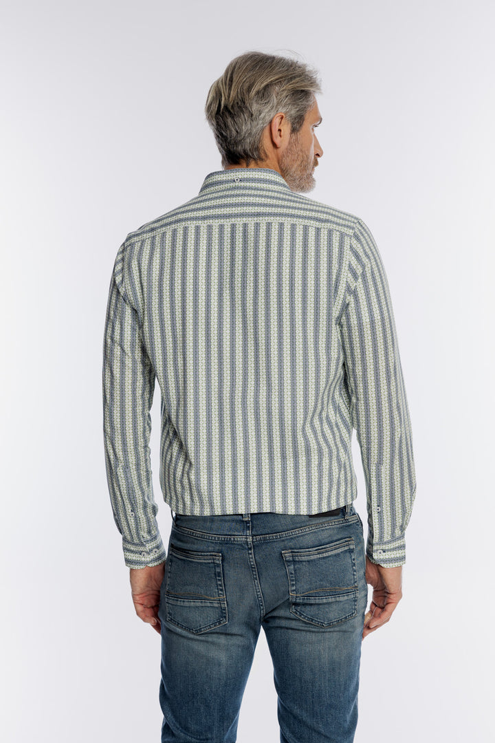 Męska bawełniana koszula Campione w geometryczne pasy Modern Fit