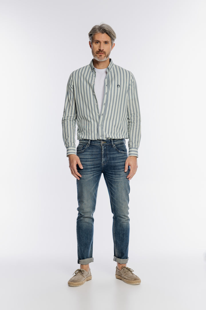 Męska bawełniana koszula Campione w geometryczne pasy Modern Fit