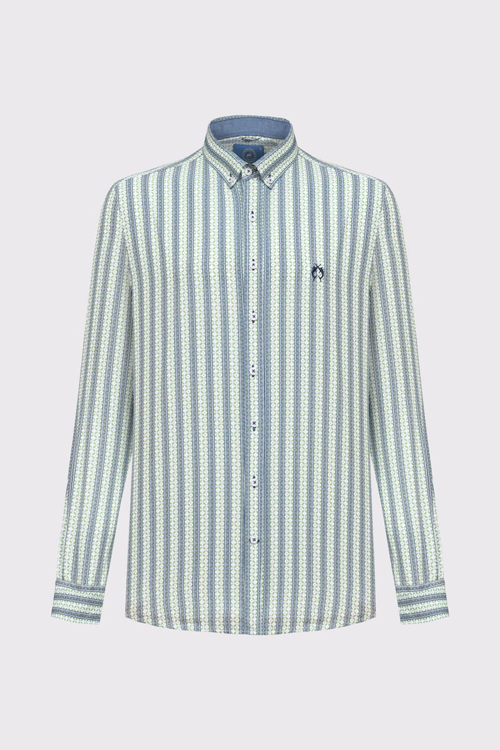 Męska bawełniana koszula Campione w geometryczne pasy Modern Fit