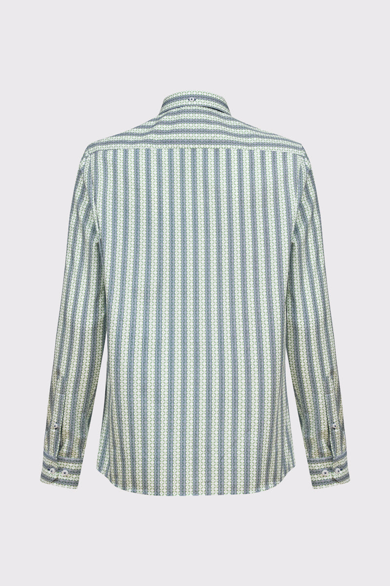 Męska bawełniana koszula Campione w geometryczne pasy Modern Fit