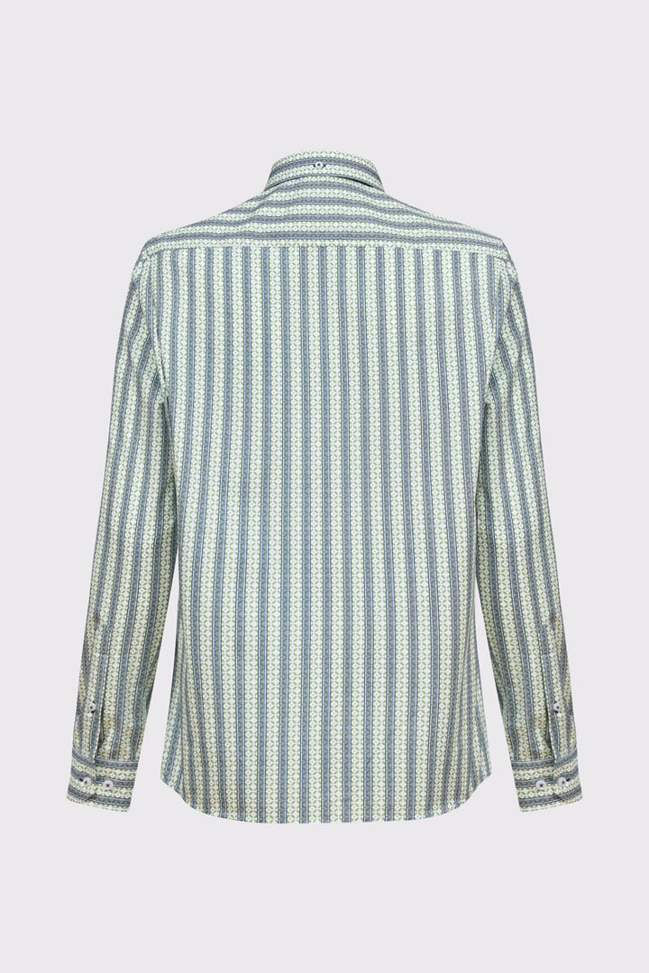 Męska bawełniana koszula Campione w geometryczne pasy Modern Fit