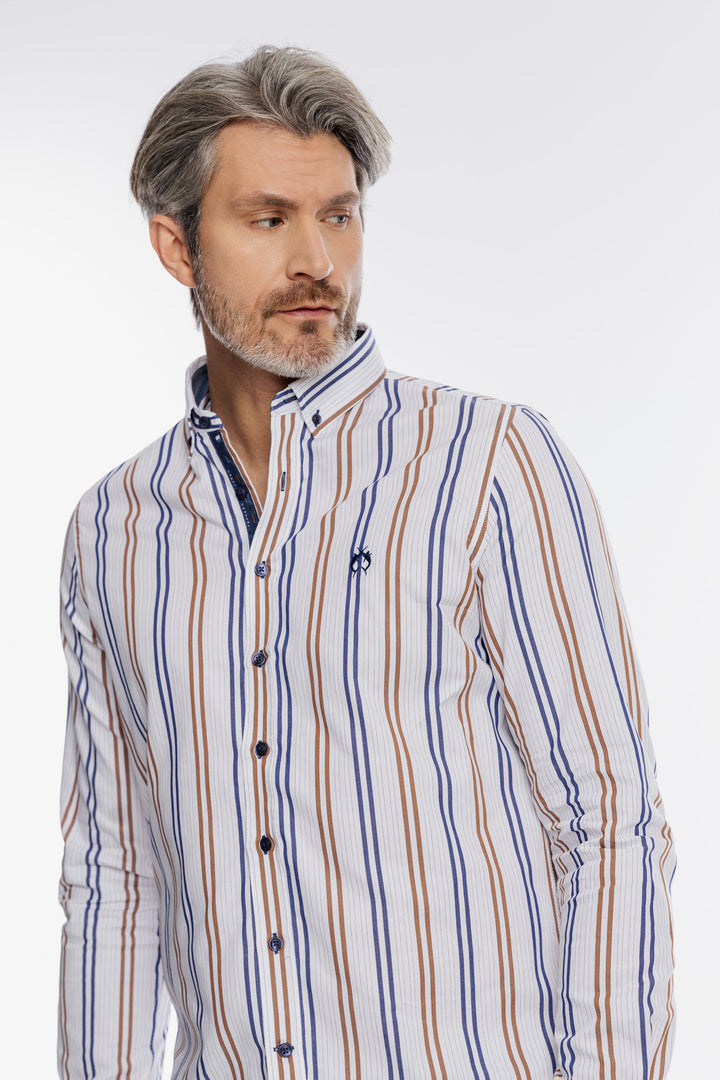 Męska koszula Campione w kolorowe pionowe pasy Regular Fit