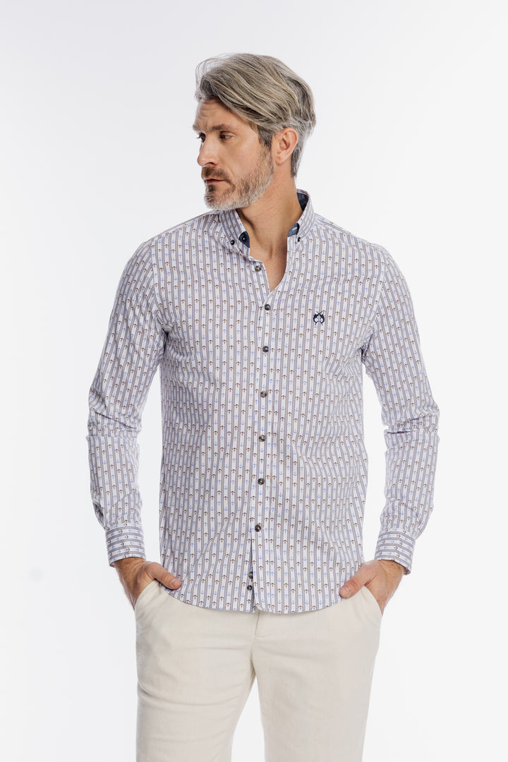 Męska biała koszula Modern Fit w kotwice