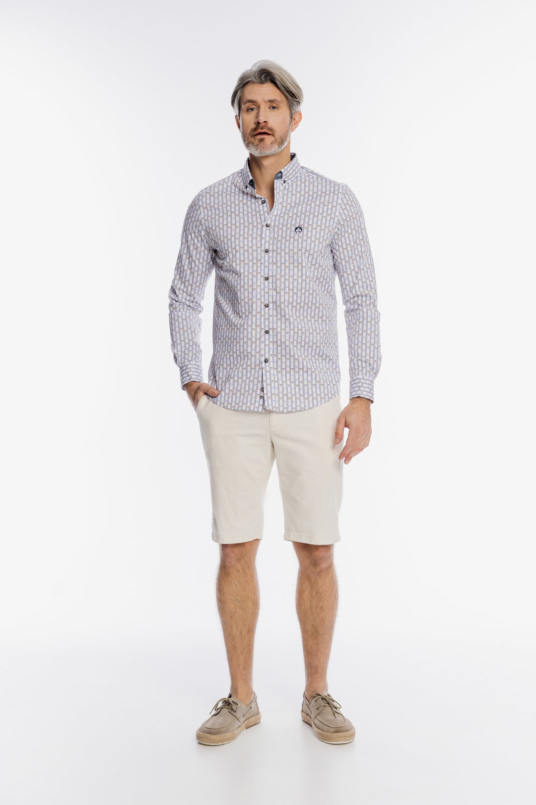 Męska biała koszula Modern Fit w kotwice