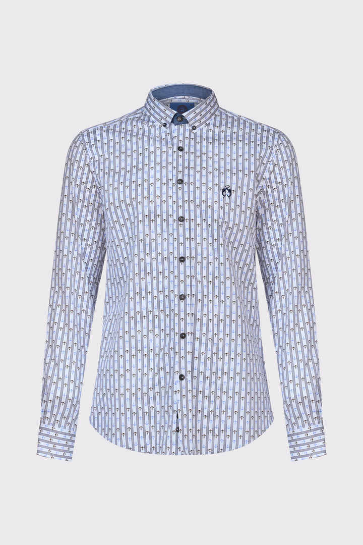 Męska biała koszula Modern Fit w kotwice