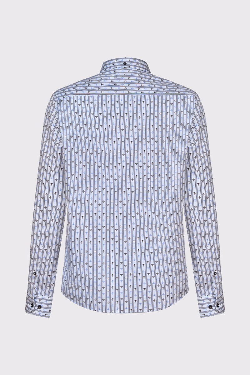 Męska biała koszula Modern Fit w kotwice