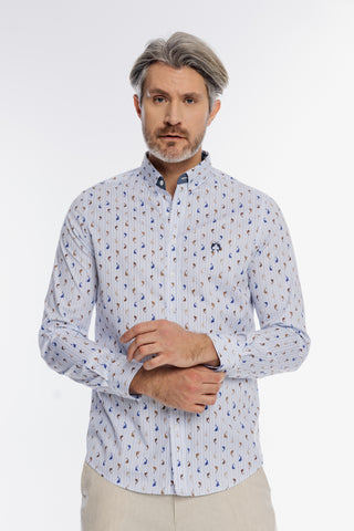 Męska biała koszula Modern Fit w delfiny
