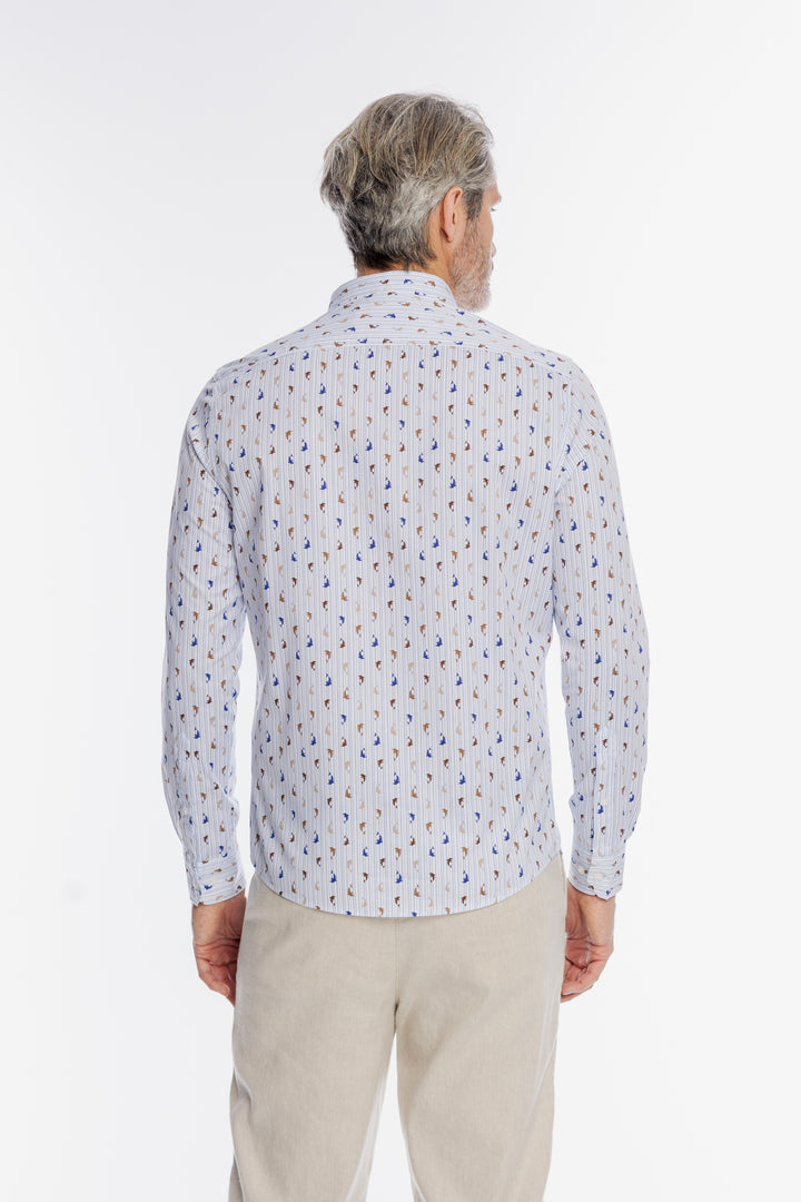 Męska biała koszula Modern Fit w delfiny