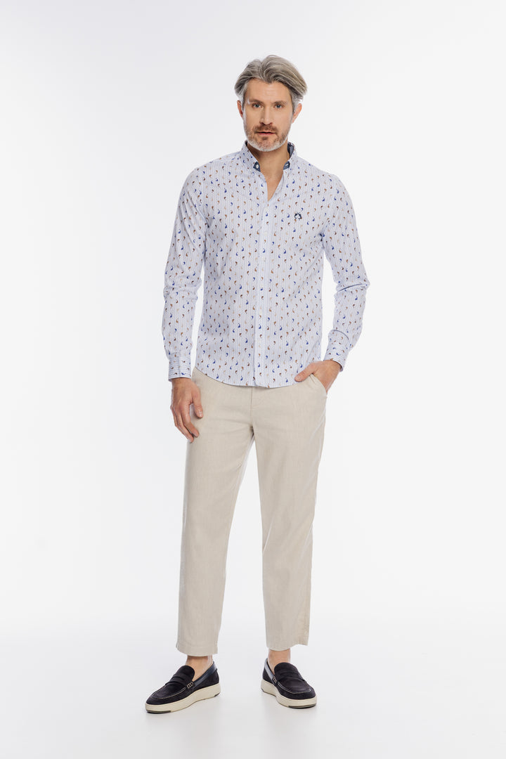 Męska biała koszula Modern Fit w delfiny