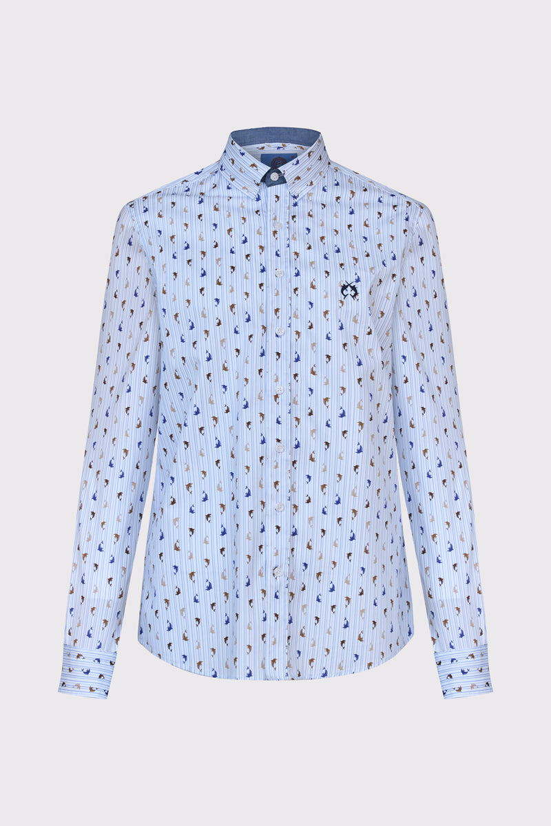 Męska biała koszula Modern Fit w delfiny