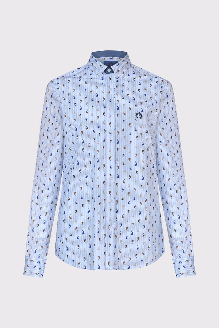 Męska biała koszula Modern Fit w delfiny