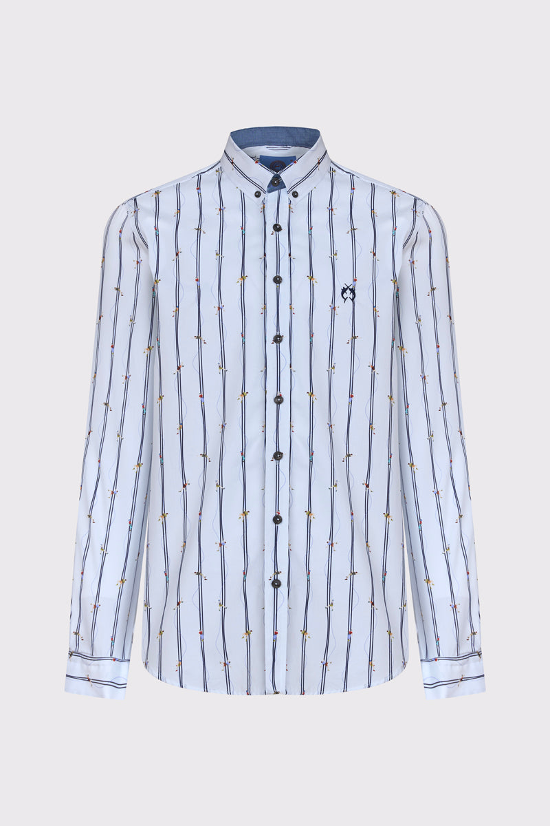 Biała męska koszula Regular Fit w żaglówki