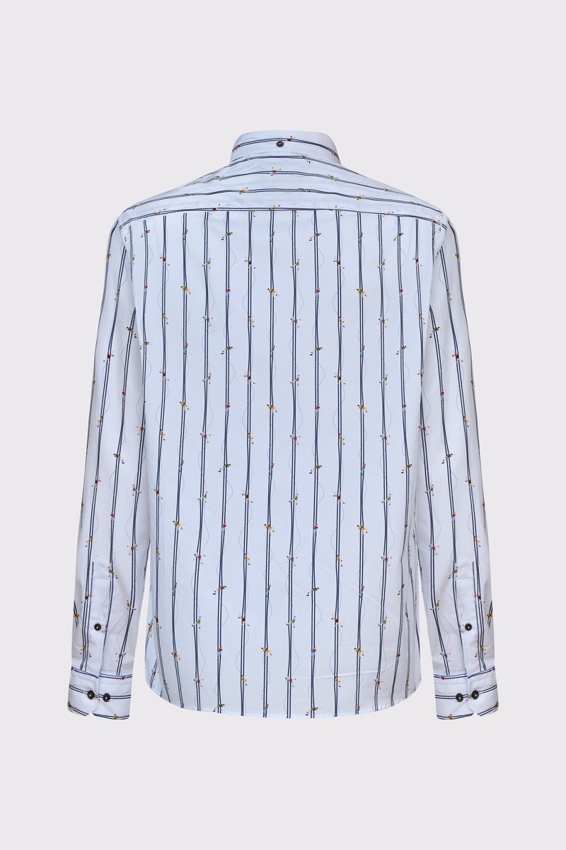 Biała męska koszula Regular Fit w żaglówki