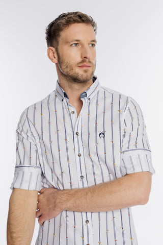 Męska biała koszula Modern Fit w żaglówki