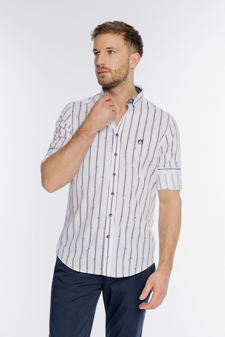 Męska biała koszula Modern Fit w żaglówki