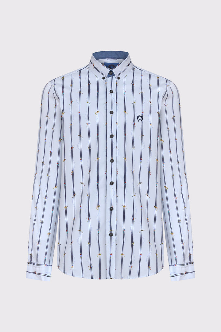 Męska biała koszula Modern Fit w żaglówki