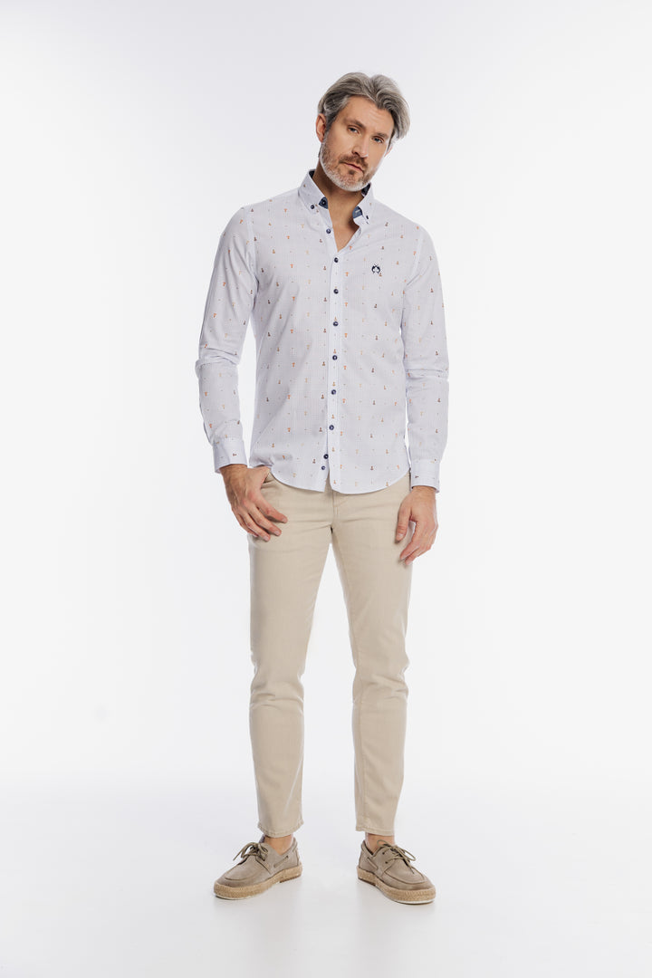 Męska biała koszula Modern Fit w lotki