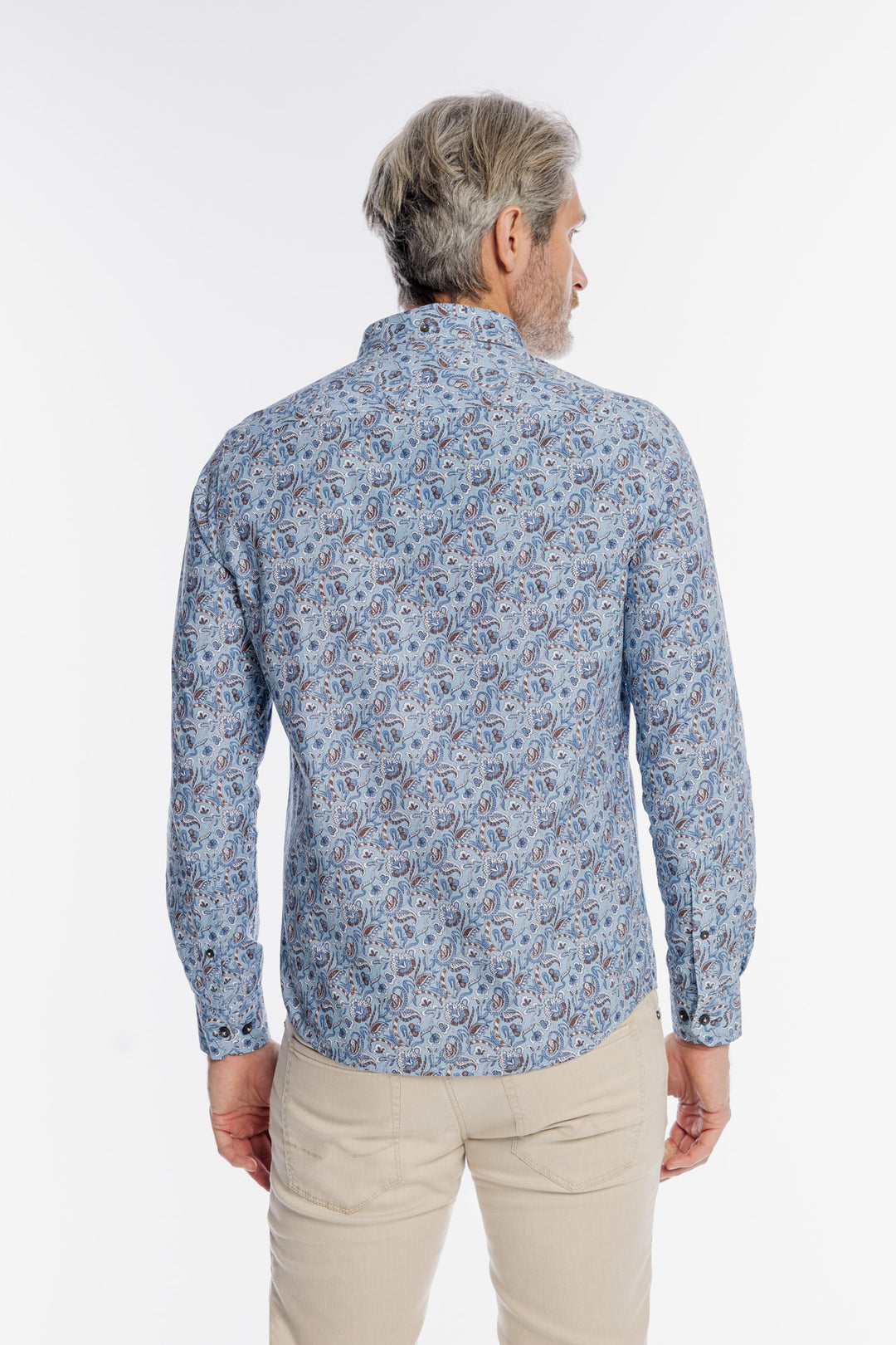 Niebieska męska koszula w orientalny wzór paisley Modern Fit