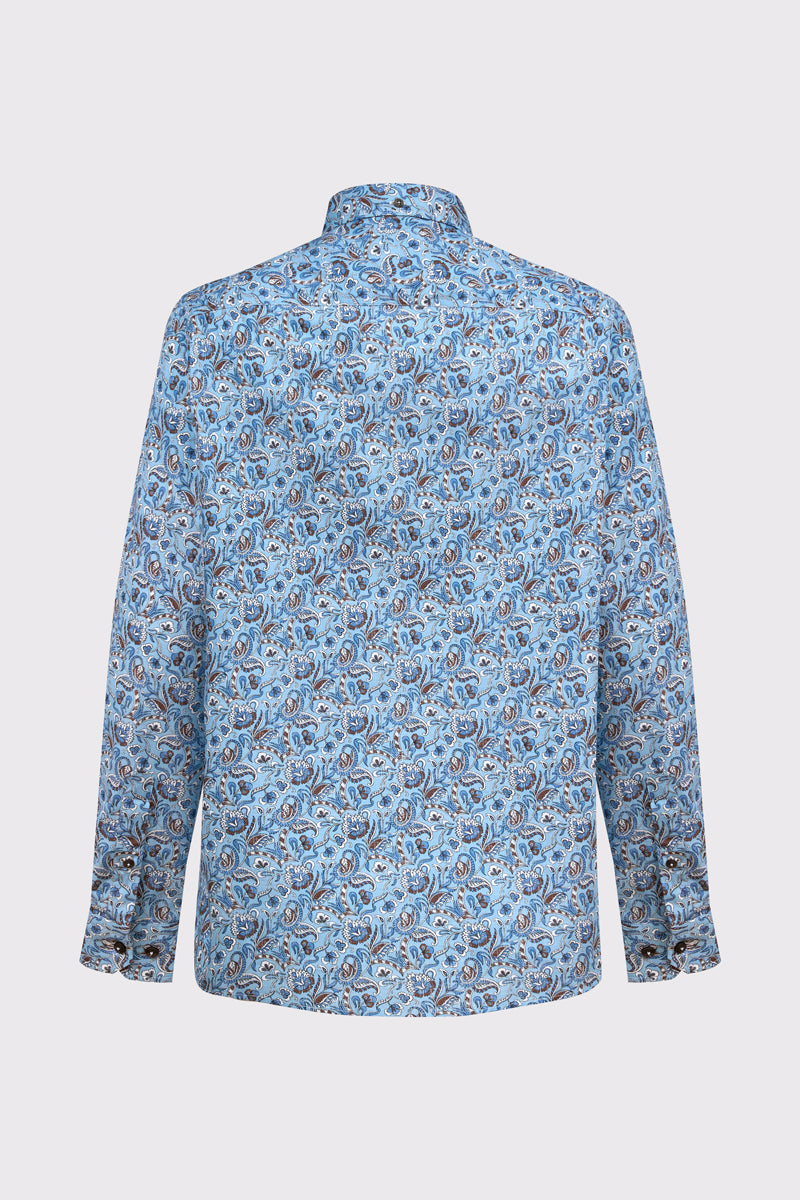Niebieska męska koszula w orientalny wzór paisley Modern Fit