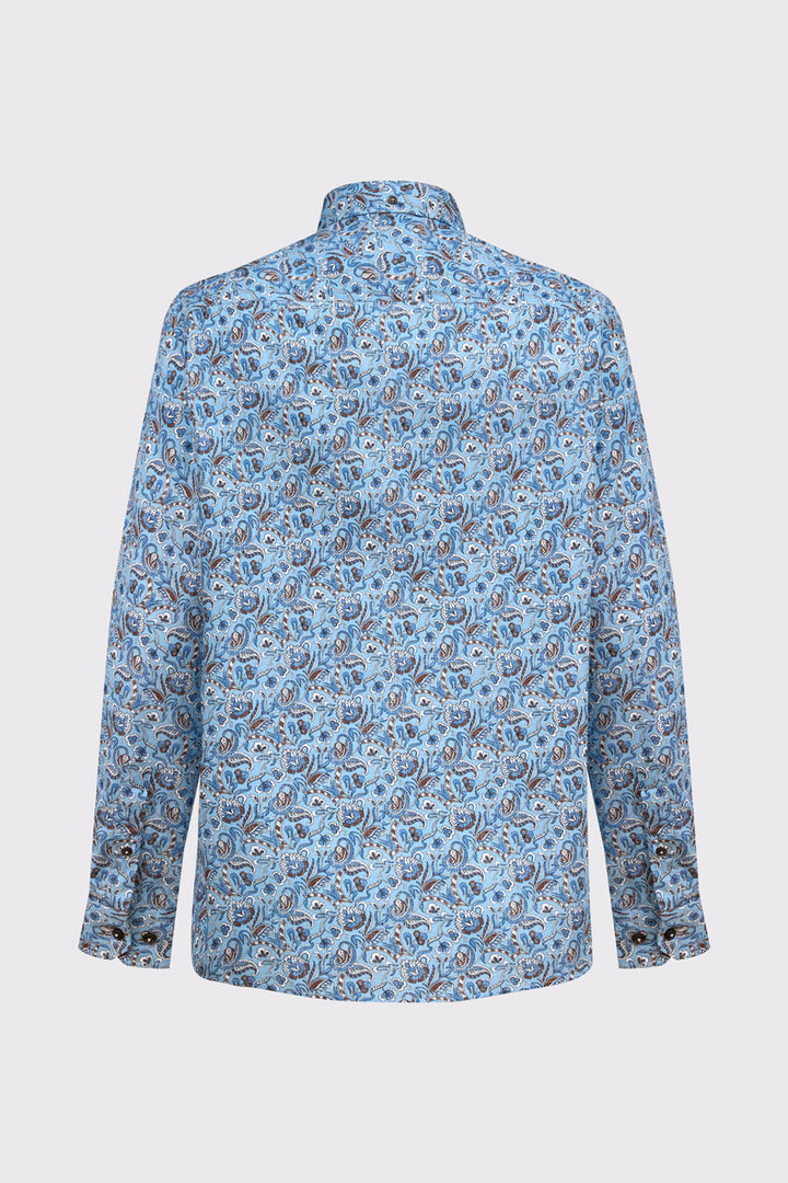 Niebieska męska koszula w orientalny wzór paisley Modern Fit