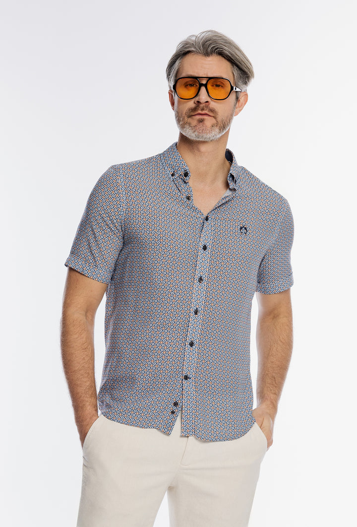 Męska koszula Campione Modern Fit z krótkim rękawem w geometryczny wzór