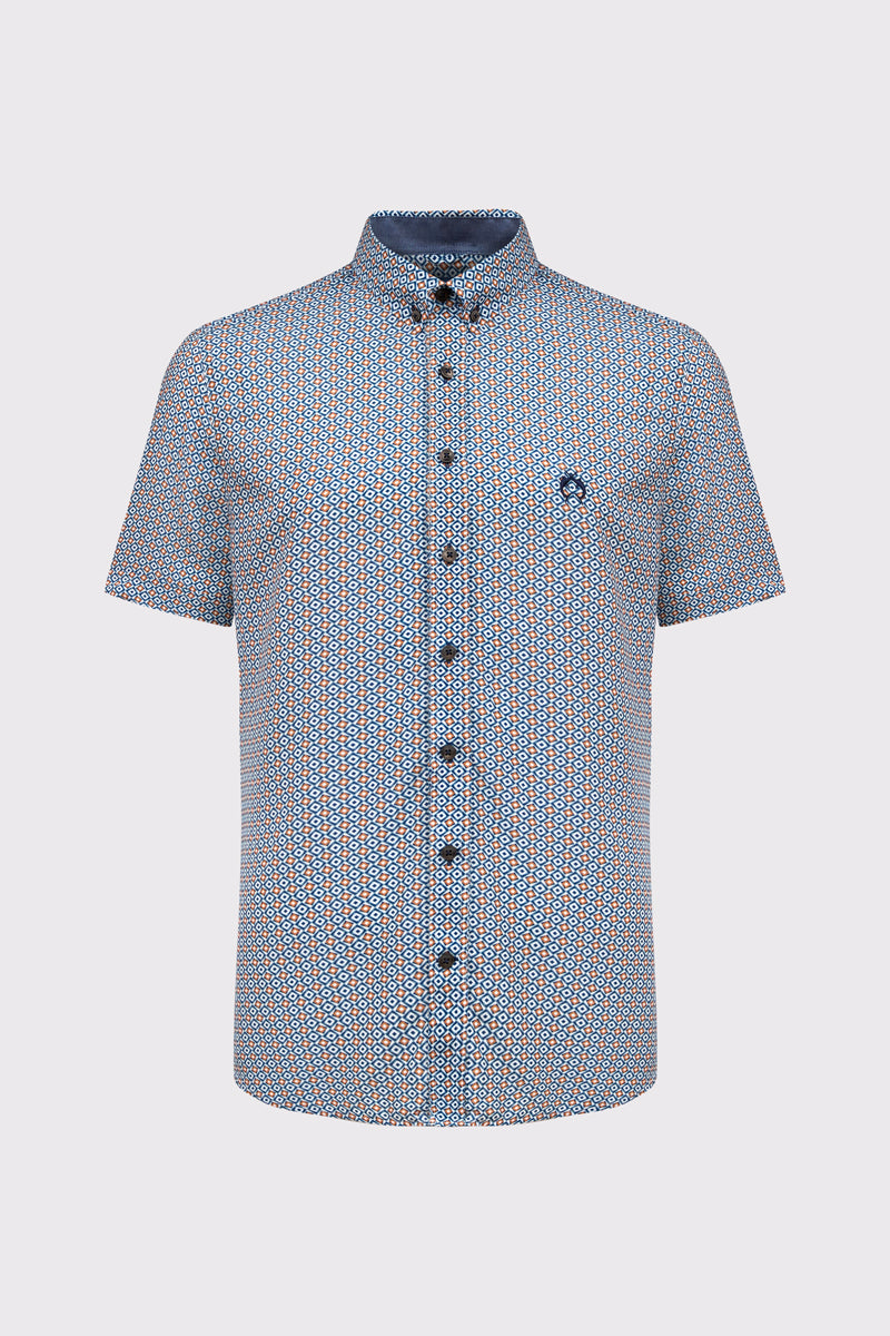 Męska koszula Campione Modern Fit z krótkim rękawem w geometryczny wzór