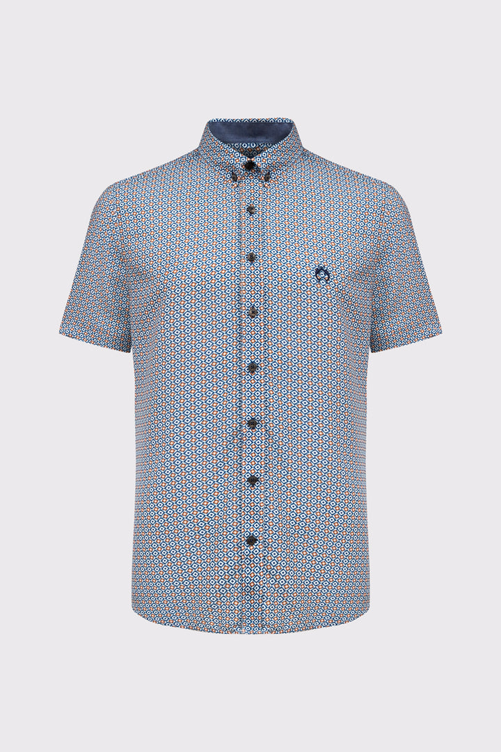 Męska koszula Campione Modern Fit z krótkim rękawem w geometryczny wzór