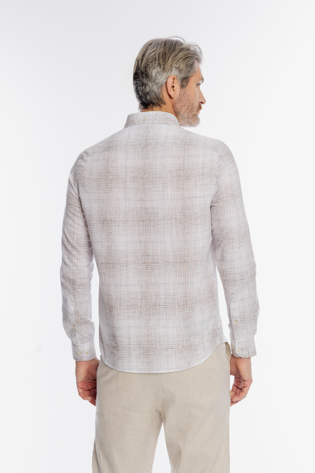 Męska koszula Campione w beżową kratę Regular Fit