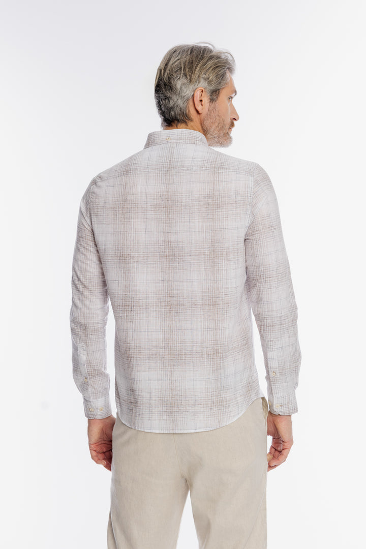 Męska koszula Campione w beżową kratę Regular Fit