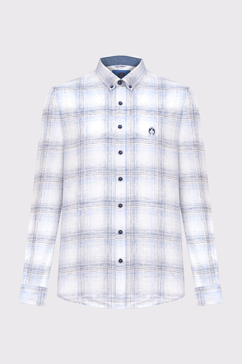 Męska koszula Campione w błękitną kratę Regular Fit