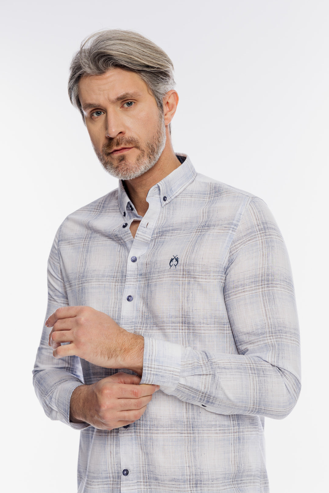 Męska koszula Campione w błękitną kratę Modern Fit