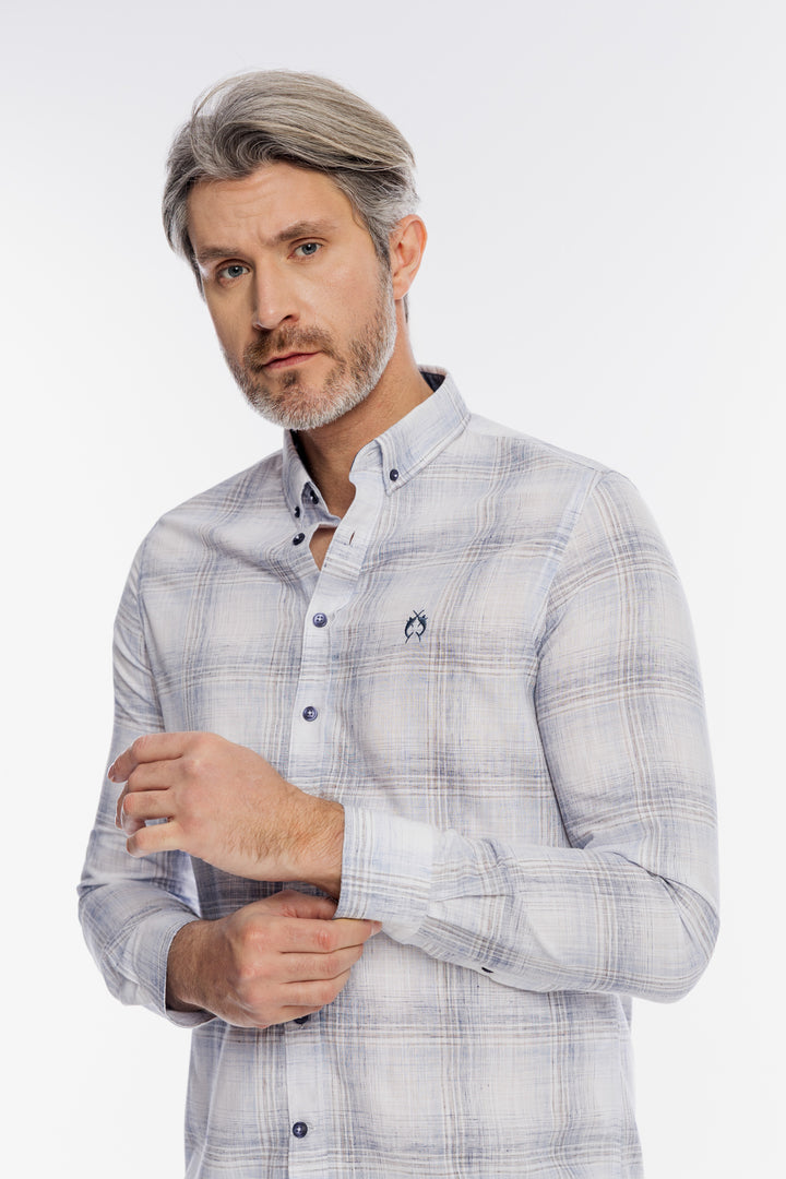 Męska koszula Campione w błękitną kratę Modern Fit