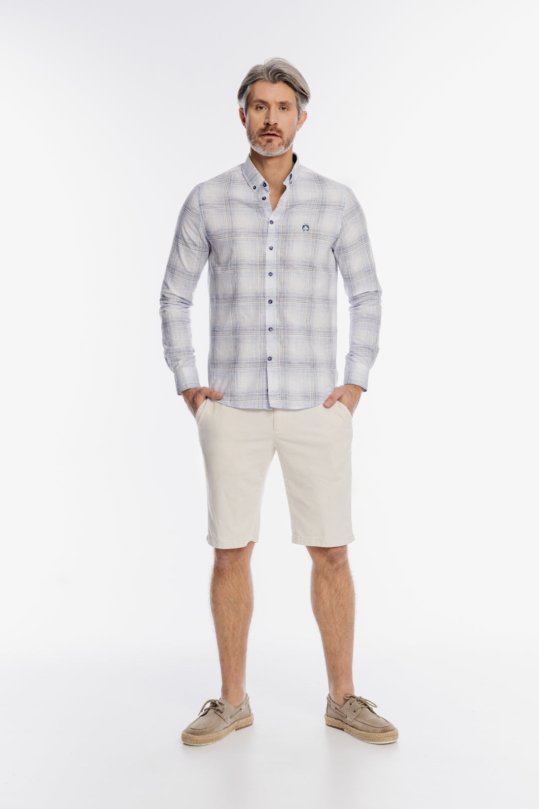 Męska koszula Campione w błękitną kratę Modern Fit