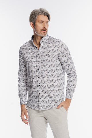 Męska koszula w drobny roślinny wzór Modern Fit