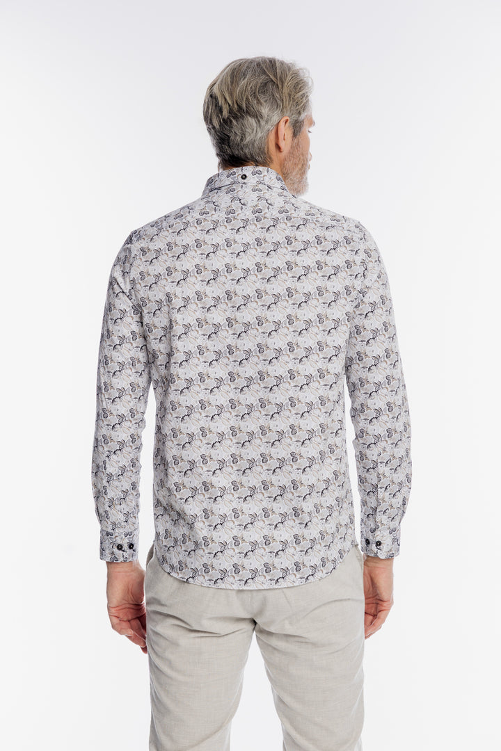 Męska koszula w drobny roślinny wzór Modern Fit