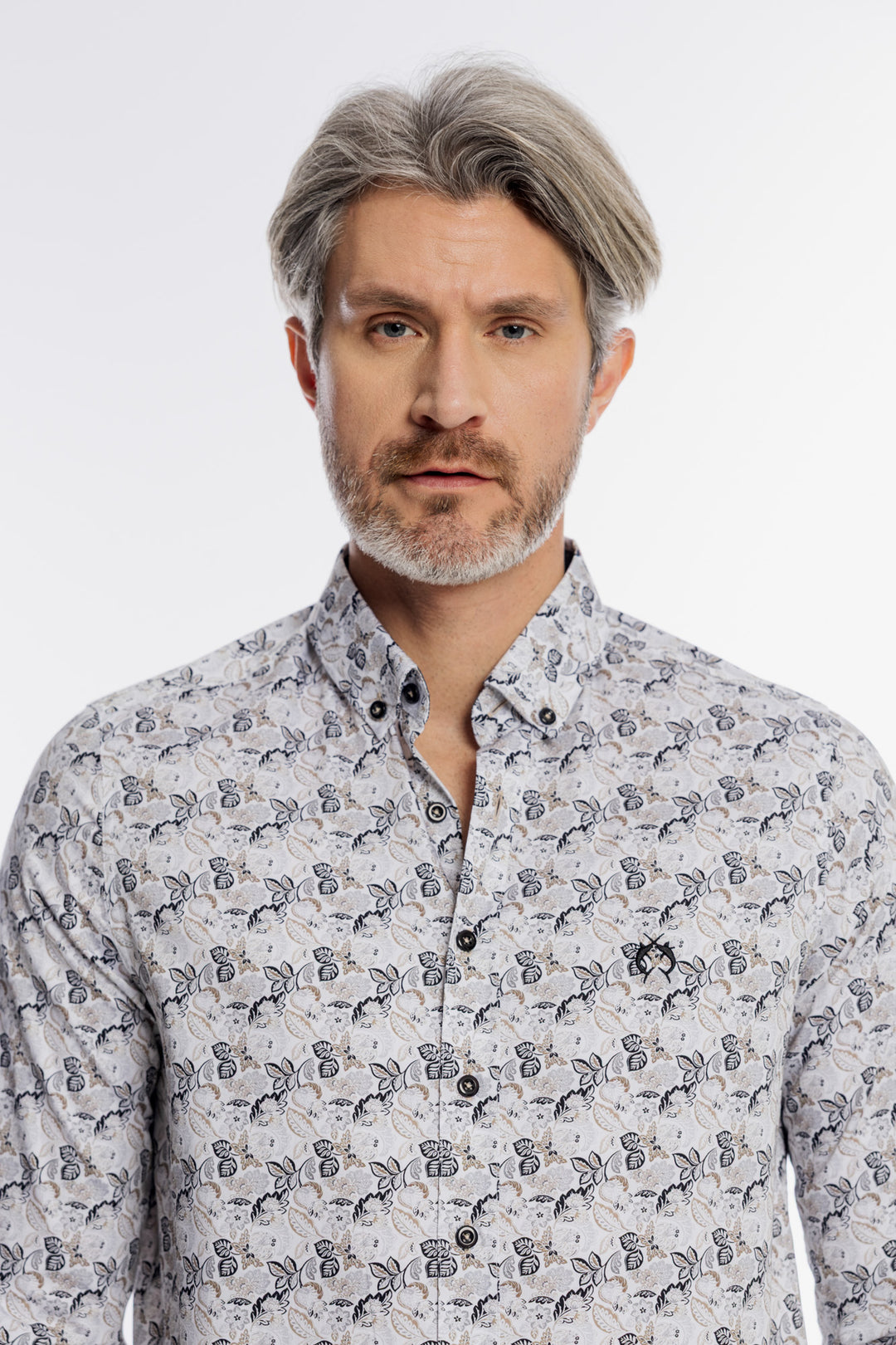 Męska koszula w drobny roślinny wzór Modern Fit