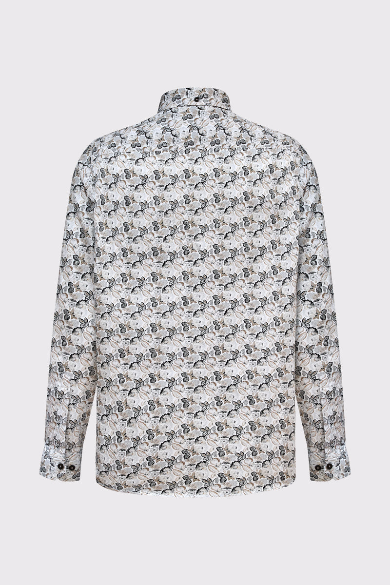 Męska koszula w drobny roślinny wzór Modern Fit