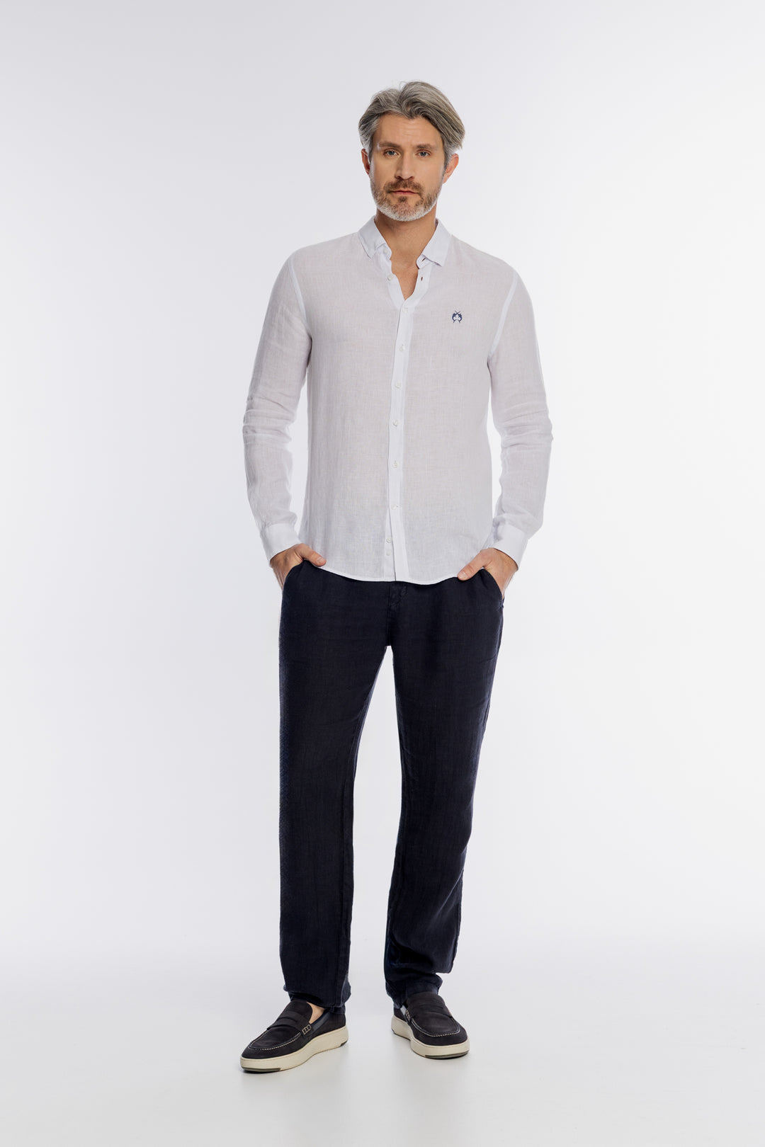 Klasyczna biała lniana koszula męska Regular Fit