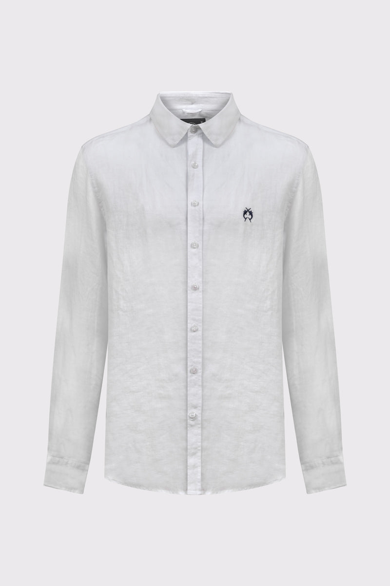 Klasyczna biała lniana koszula męska Regular Fit