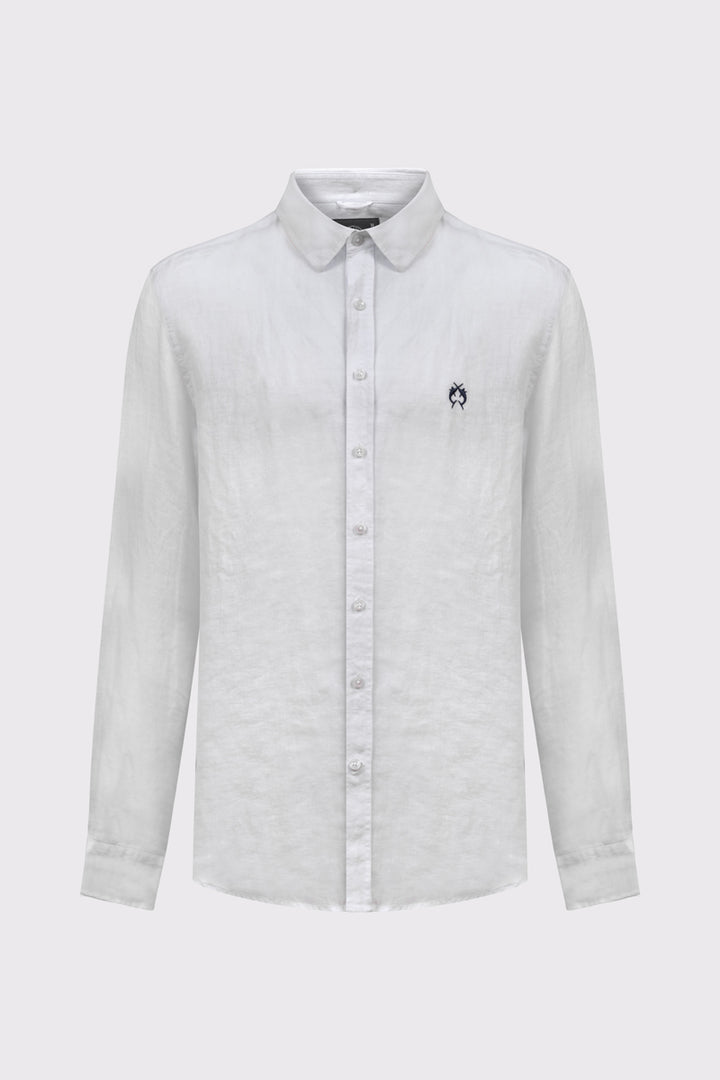 Klasyczna biała lniana koszula męska Regular Fit