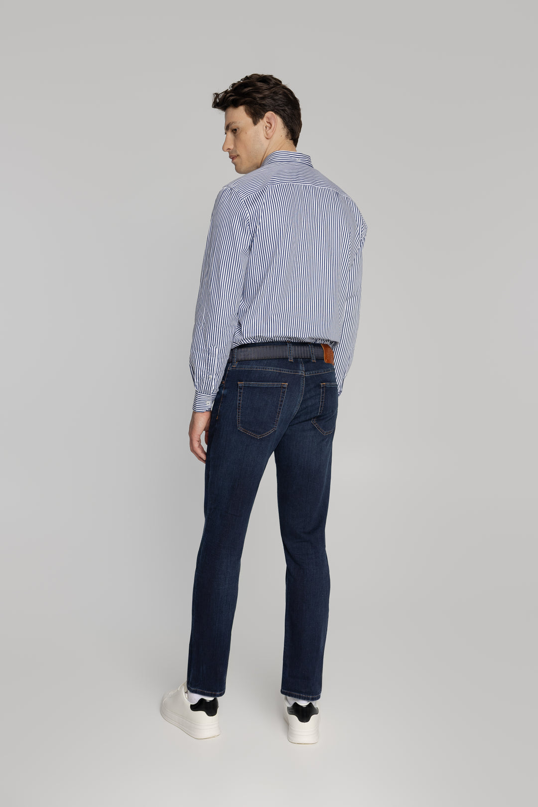 Granatowe jeansy męskie Alberto Slim Fit