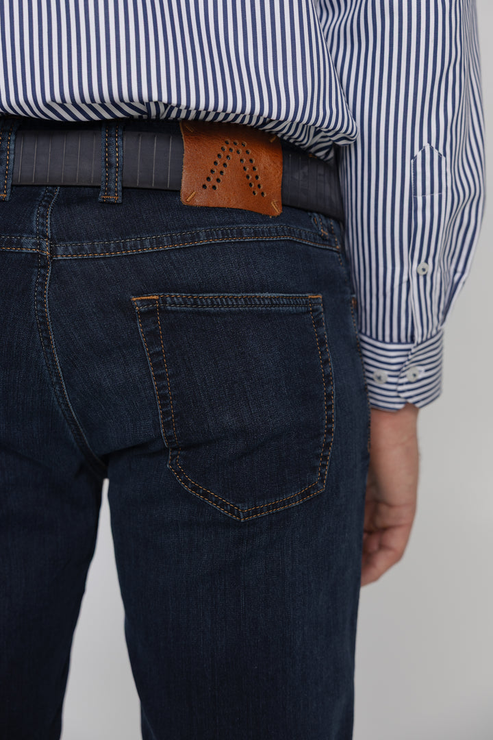 Granatowe jeansy męskie Alberto Slim Fit