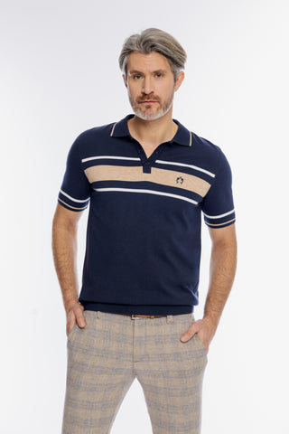 Męska koszulka polo Campione w granatowe pasy